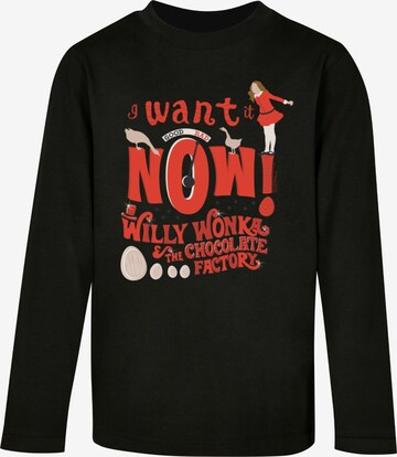 ABSOLUTE CULT Shirt 'Willy Wonka - Verruca Salt I Want It Now' in Zwart: voorkant