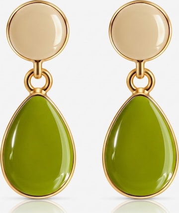 Kamakula Earrings 'Enamel Teardrop' in Beige: front