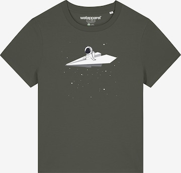 Maglietta ' Fly me to the moon ' di Watapparel in verde: frontale