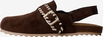 Pantoufle 'Kinder-Pantoletten mit Schnalle' Super Mode en marron : devant