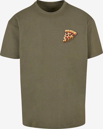 Merchcode Shirt 'Pizza Comic' in Groen: voorkant