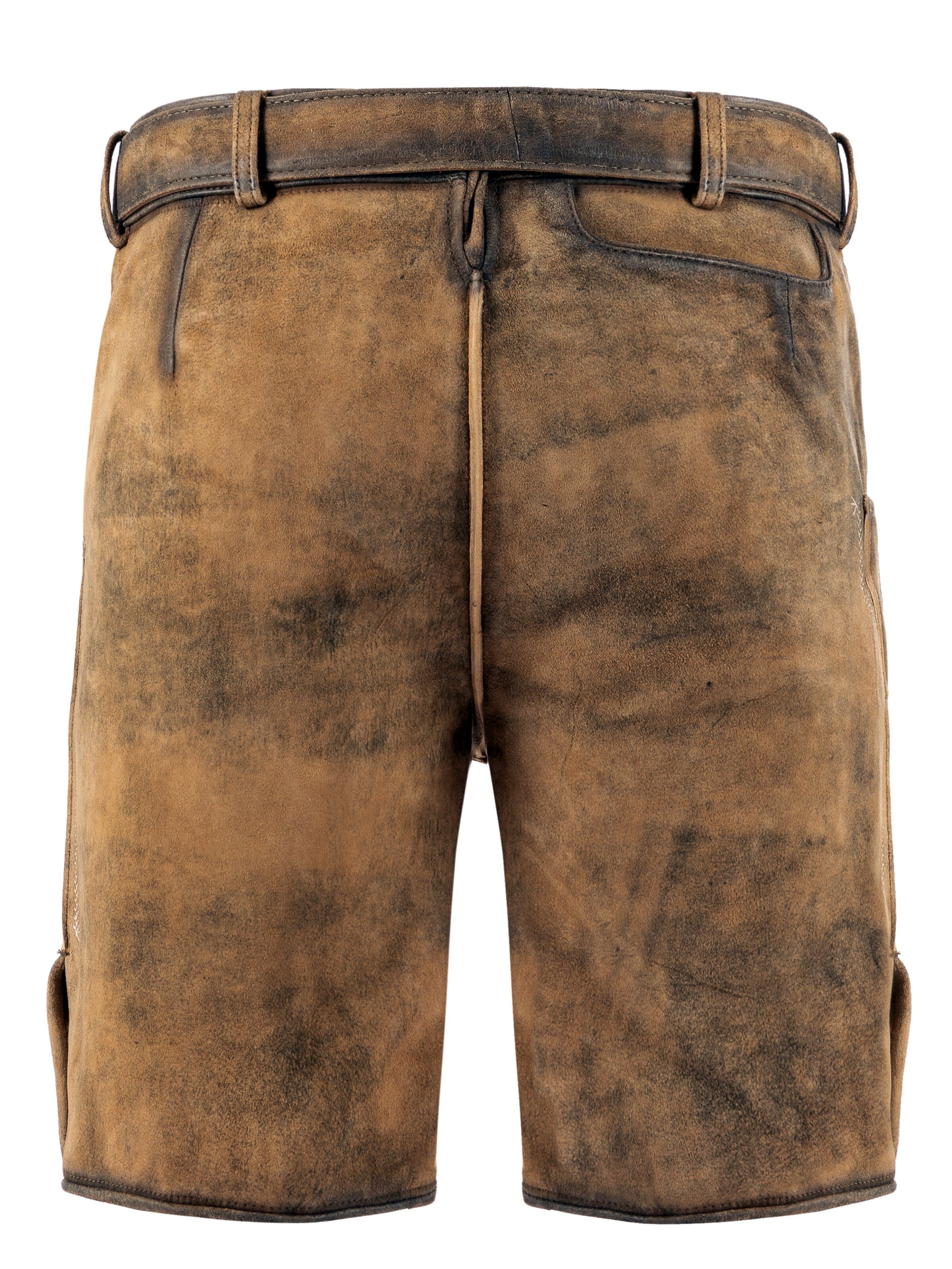 Fuchs Trachtenmoden Skinny Trachtenhose 'Trachtenlederhose Herren kurz Hellbraun Antik Echtleder'‌‌‌‌‌‌‌‌‌ in Braun