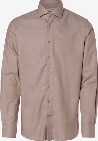 Profuomo Slim fit Zakelijk overhemd in Beige: voorkant