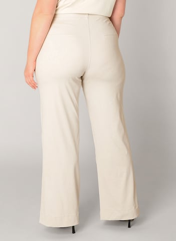BASE LEVEL CURVY Flared Pants in Beige