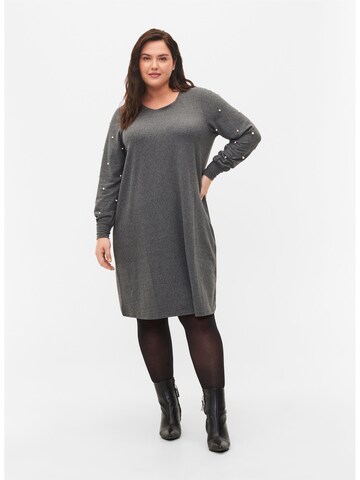 Zizzi Knitted dress 'Lucca' in Grey