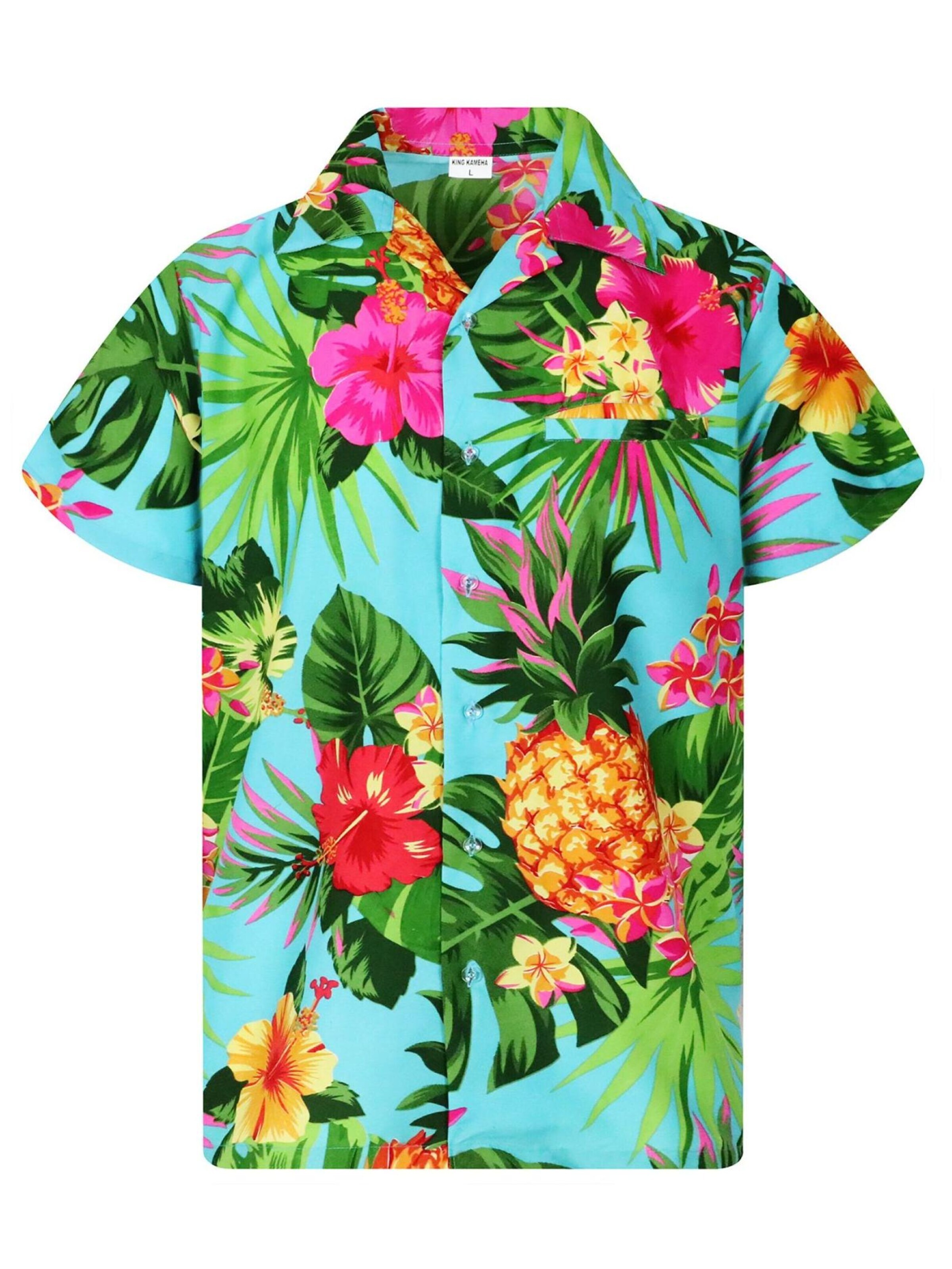 King Kameha Shirt 'Pineapple' in Blauw: voorkant