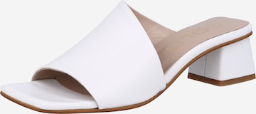GOLD Mules in White: front