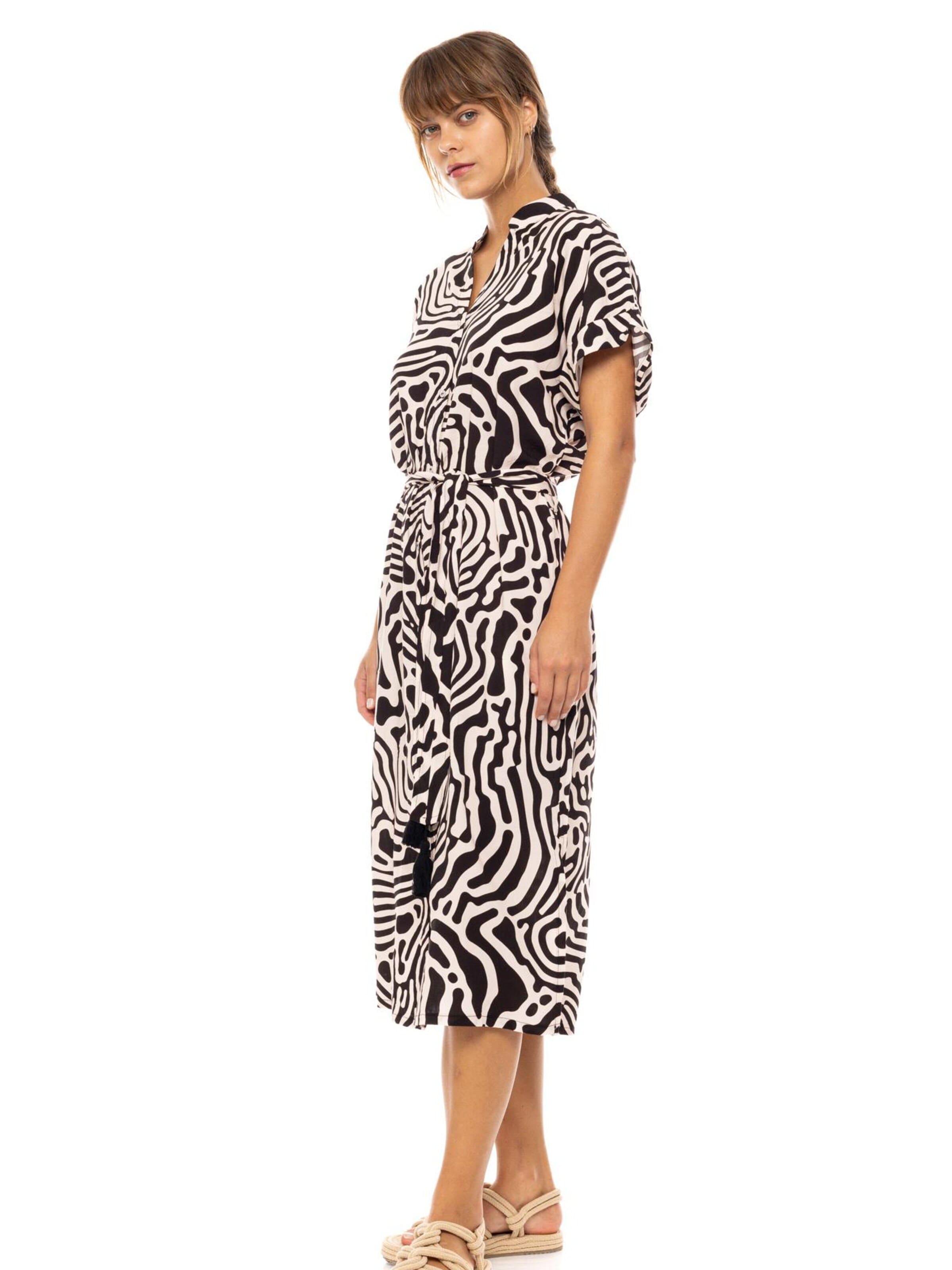 Pink Label - Vestido de verano 'BEACHWEAR BLACK GEO' en negro