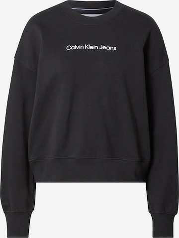 Bluză de molton de la Calvin Klein Jeans pe negru: față