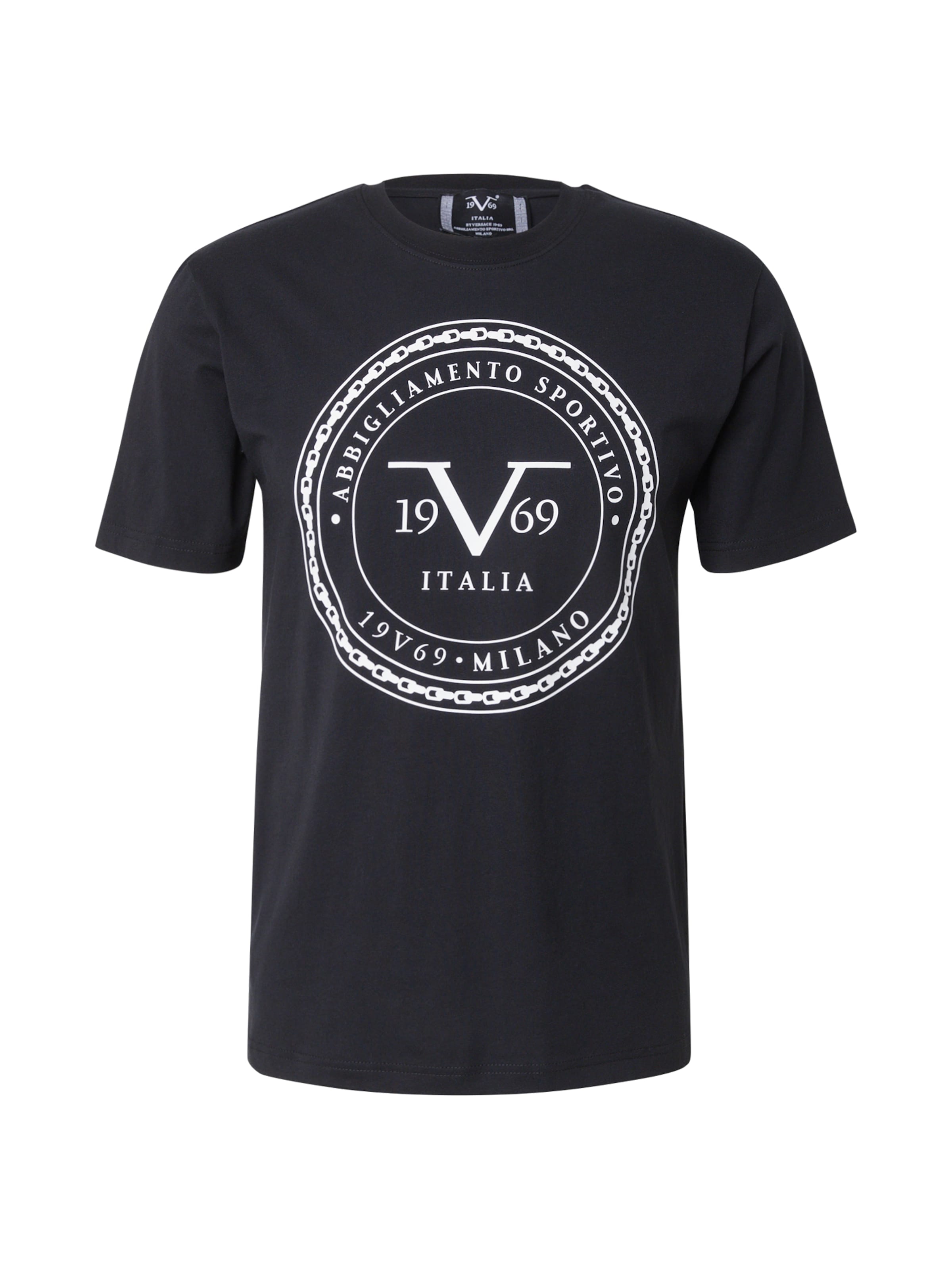 19V69 ITALIA Футболка 'Felix' в Черный: спереди