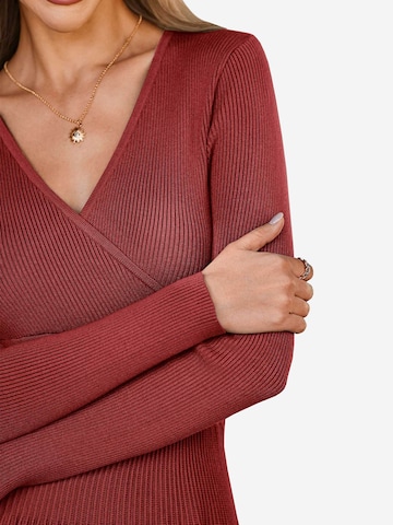 Imily Bela Pletena obleka | rdeča barva