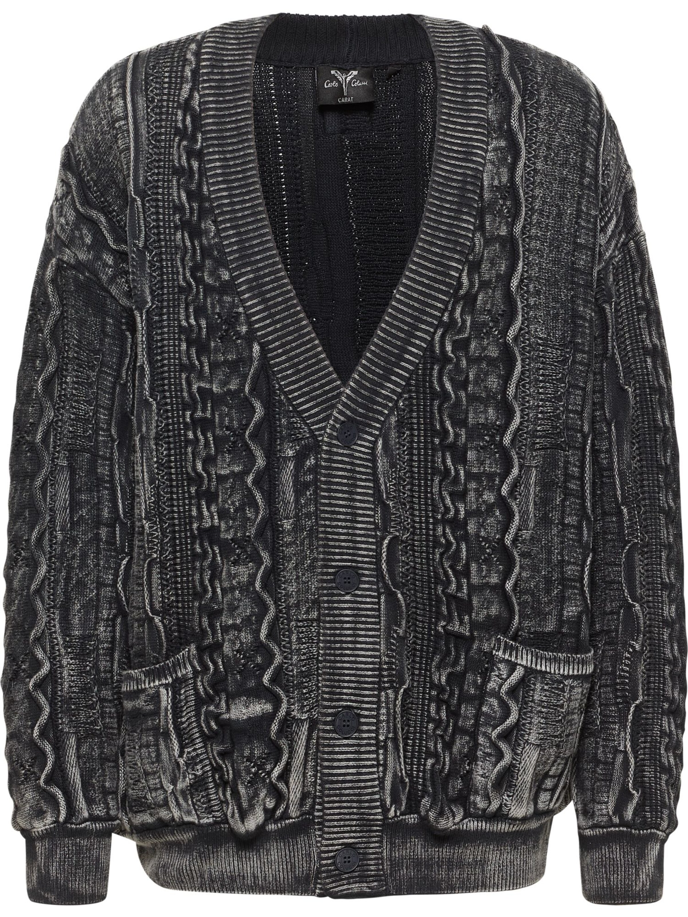 Carlo Colucci Knit cardigan 'Fant' in Black: front