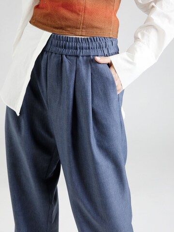 TOPSHOP Wide leg Bandplooibroek in Blauw