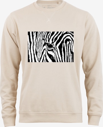 Cotton Prime Sweatshirt 'Black & White Zebra Eye' in Beige: front