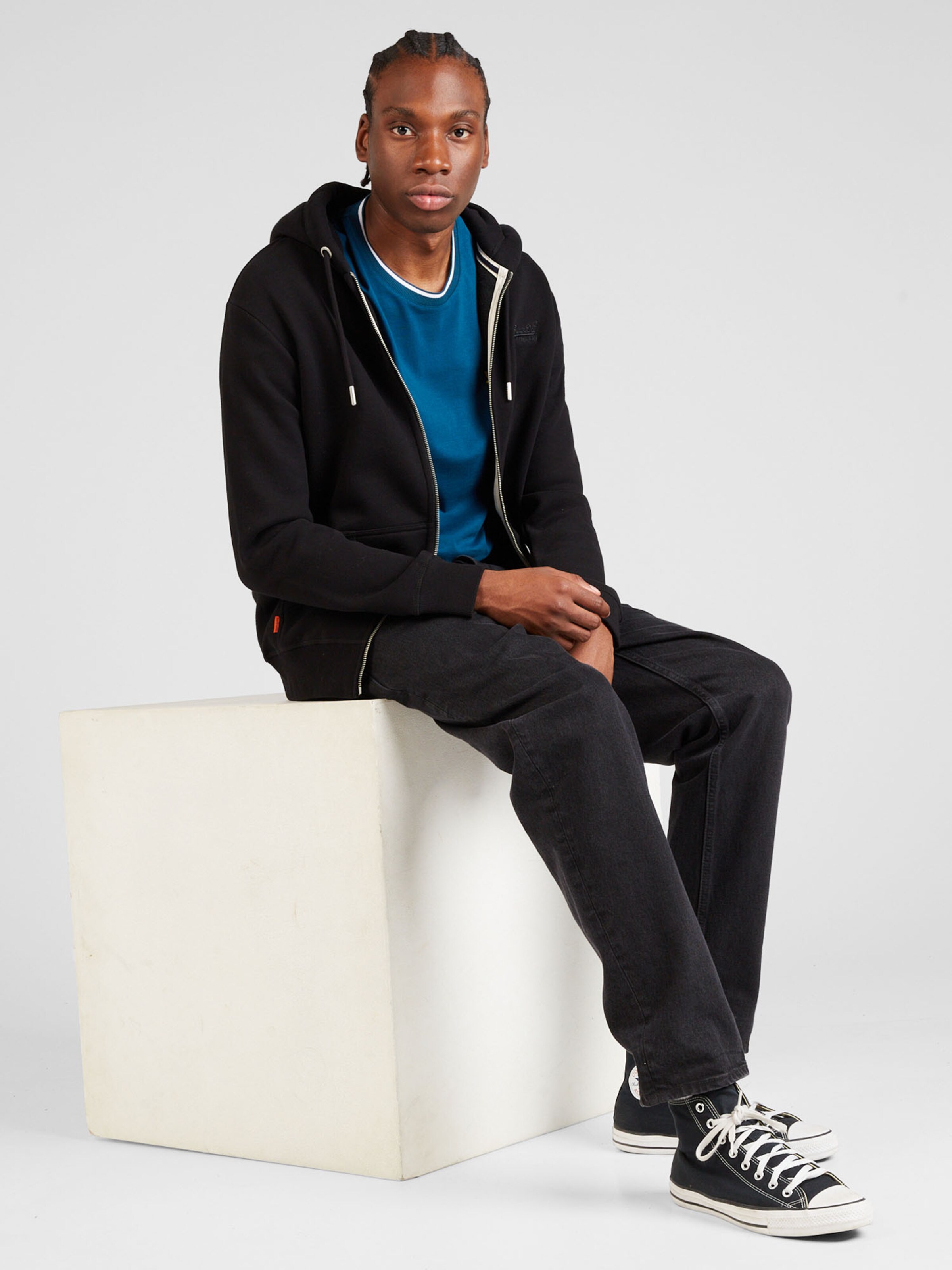 Superdry Zip Up Hoodie Essential in Black ABOUT YOU
