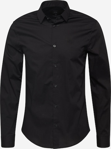 Coupe slim Chemise 'Tessuto' ARMANI EXCHANGE en noir : devant