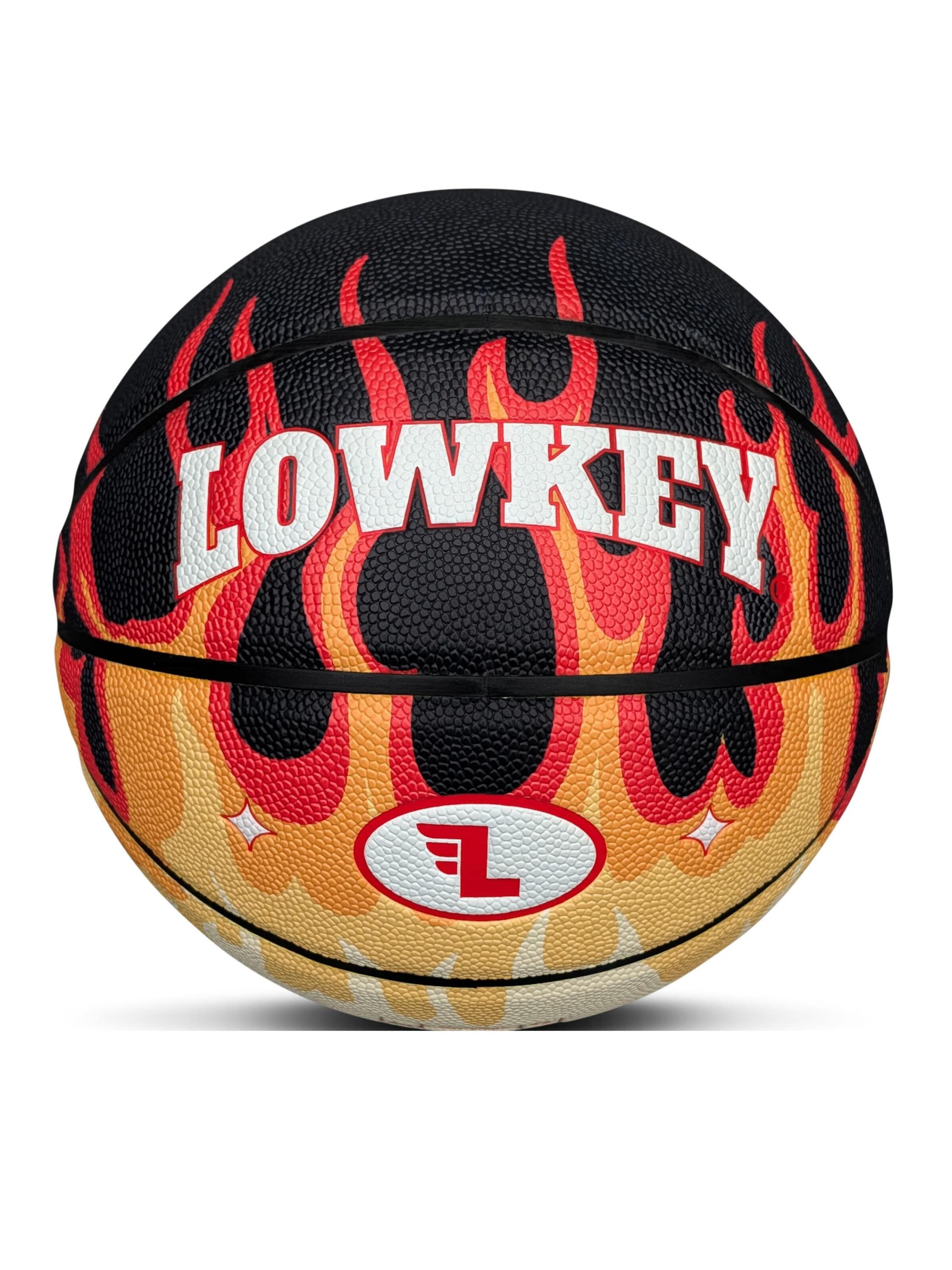 Lowkey Boll 'Red Flame Basketball Größe 7 | Rote Flammen Y2K Design Hot Rod' i röd: framsida