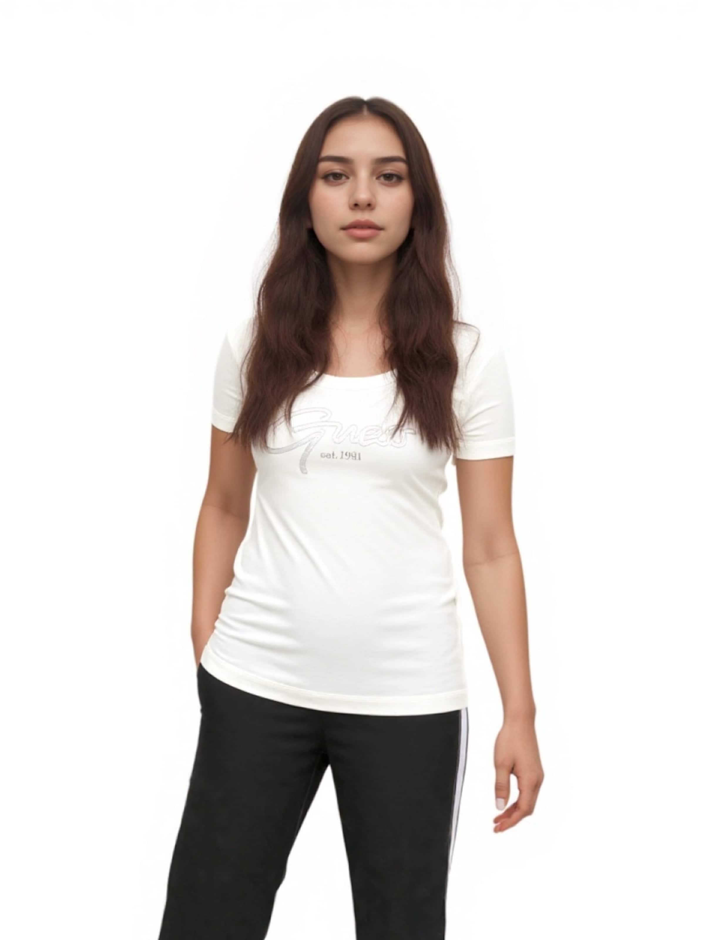 T-shirt 'Guess Script' GUESS en blanc : devant