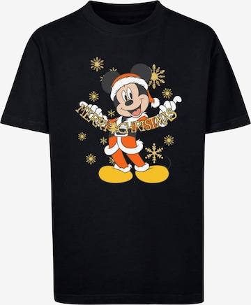 ABSOLUTE CULT T-Shirt 'Mickey Mouse - Merry Christmas Gold' in Schwarz: predná strana
