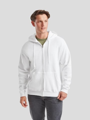 FRUIT OF THE LOOM - Sudadera con cremallera 'Zip Hoodie' en blanco: frente