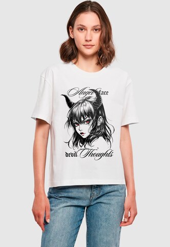 T-shirt 'Devil Thoughts' Miss Tee en blanc : devant