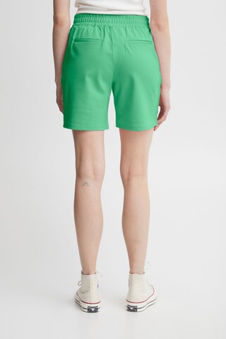 ICHI Regular Pleat-Front Pants in Green