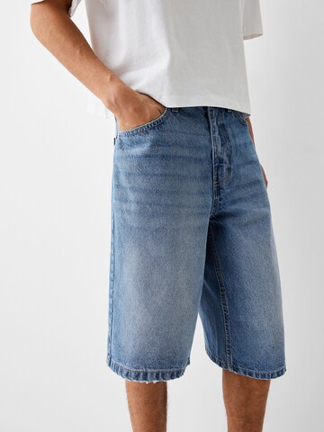 Wide leg Jeans de la Bershka pe albastru