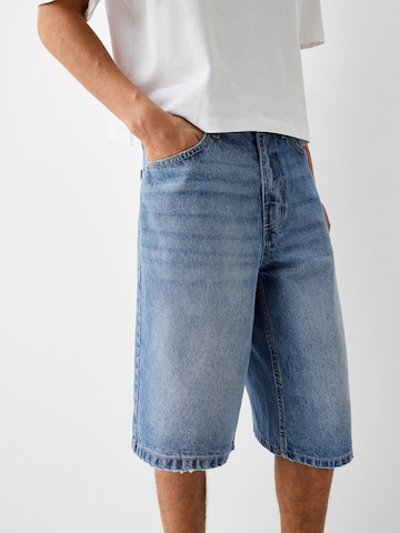 Wide leg Jeans de la Bershka pe albastru