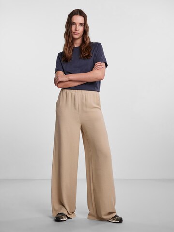 PIECES Wide leg Trousers 'Flore' in Beige