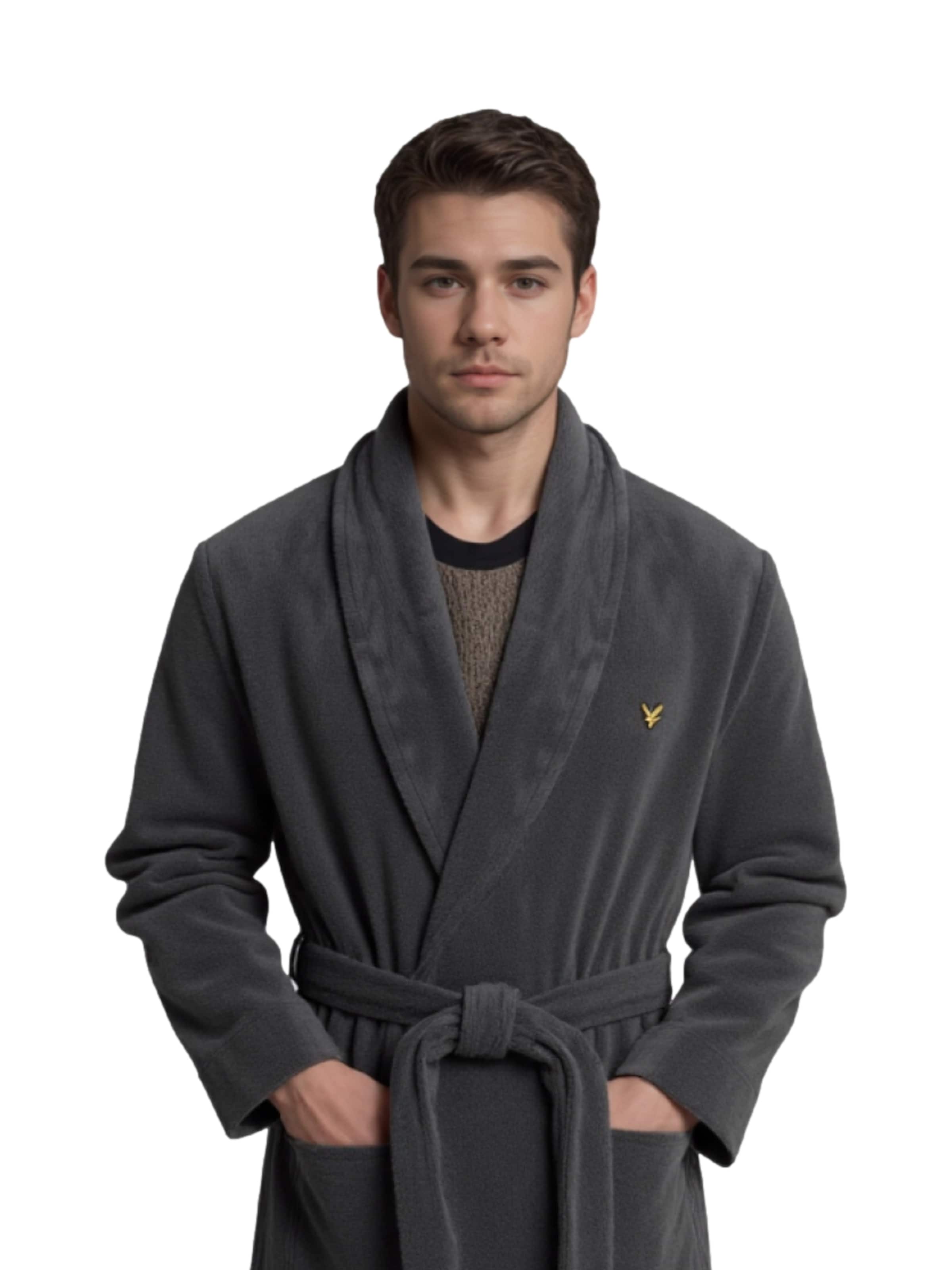 Lyle & Scott Badjas lang  'Lucas' in Grijs: voorkant