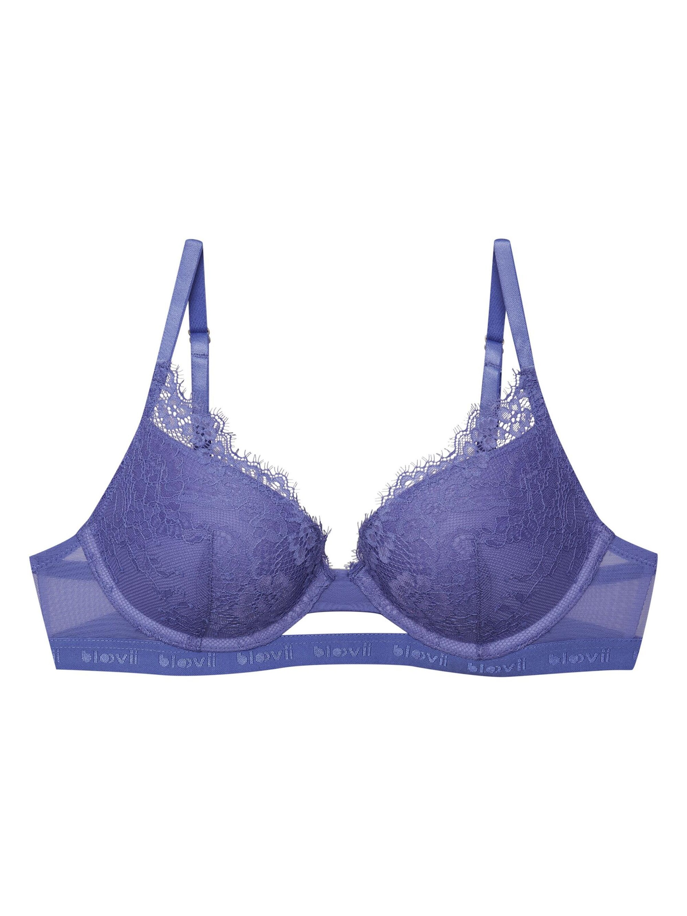 Push-up Reggiseno 'Push-up-BH Ocrissa, florale Spitze, Unterbrustband mit Logo' di ESOTIQ in blu