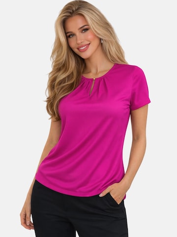 REGINA FASHION Blouse 'Short Sleeve Blouse with Pleated Neckline' in Pink: front