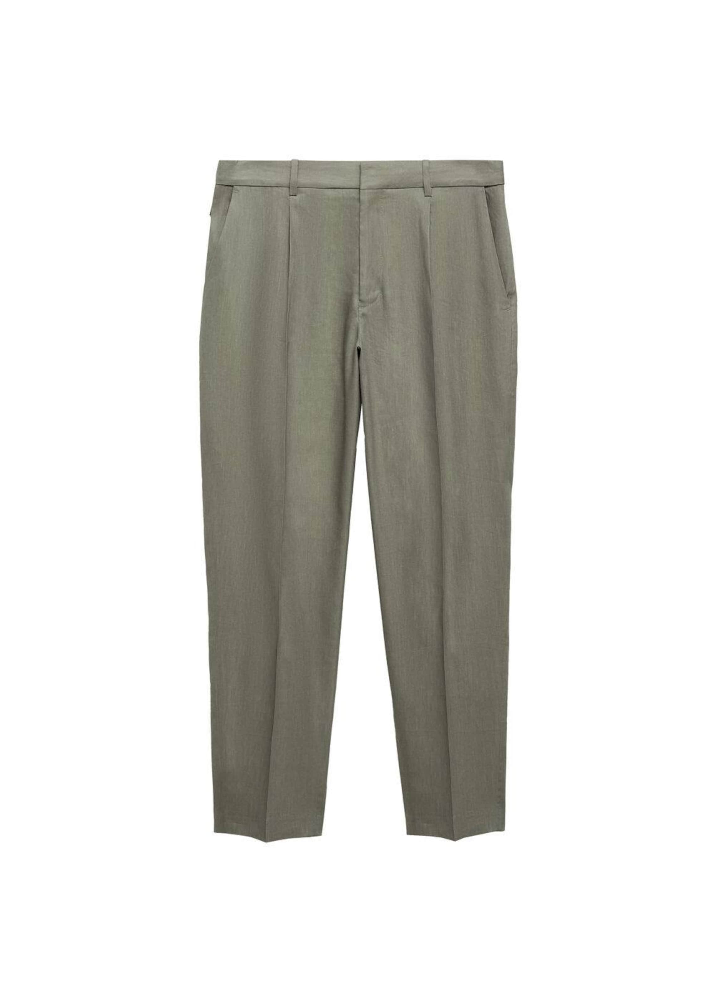 MANGO MAN Regular Pleat-Front Pants 'Fred' in Green: front