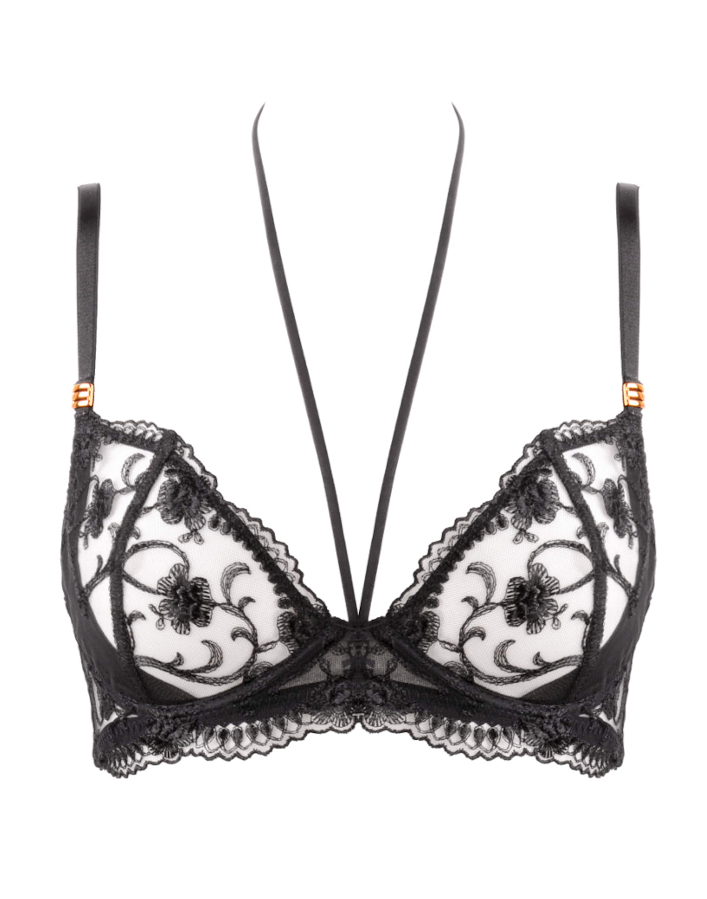WHITE RVBBIT High neck BH 'Black Moon' in Schwarz: Vorderseite