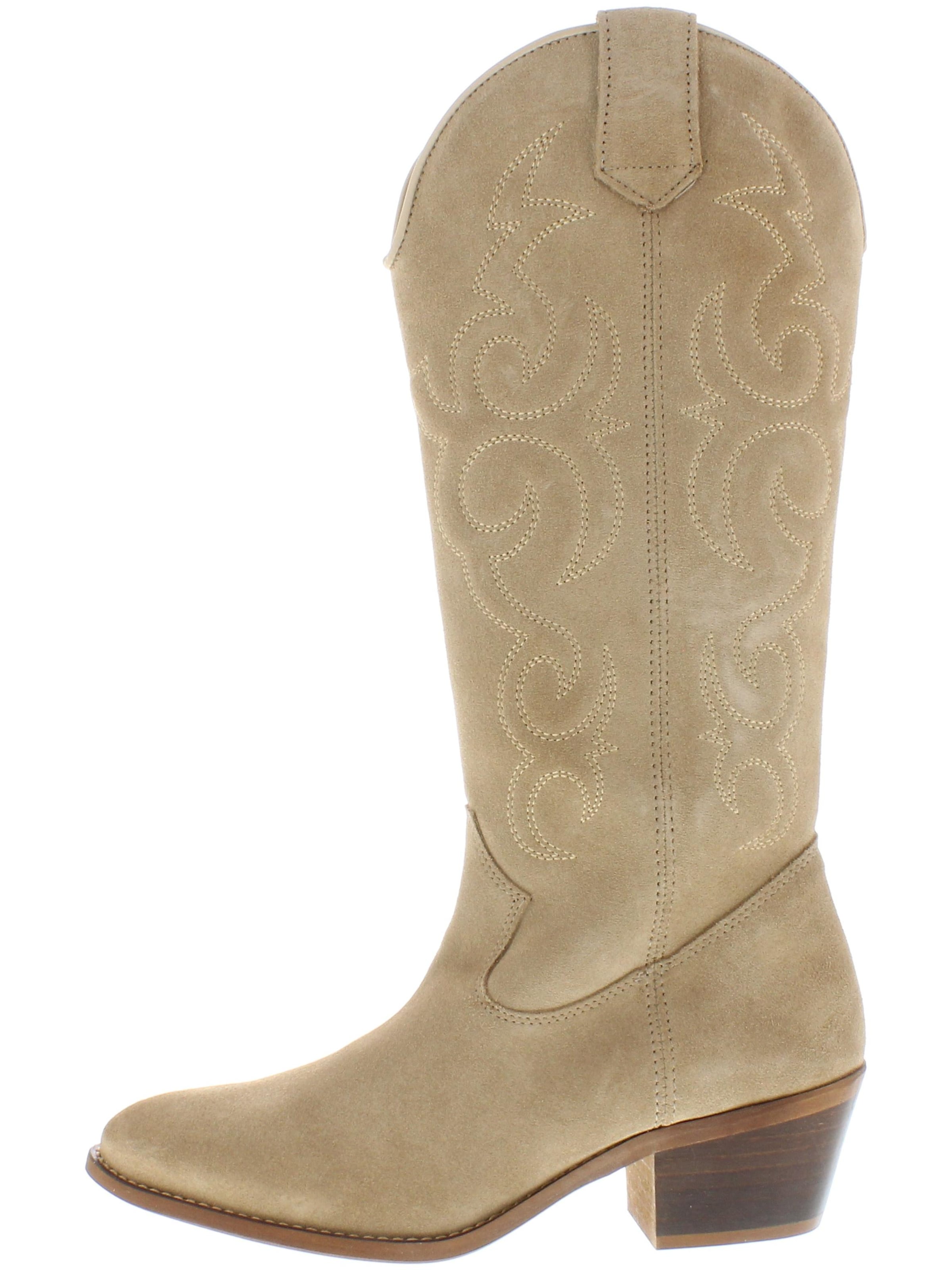 XAVER LUIS Schuhmanufaktur Cowboy Boots 'MARY' in Beige: front