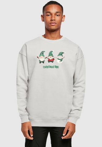 Merchcode Sweatshirt 'Christmas Santa Trio' in Grey: front