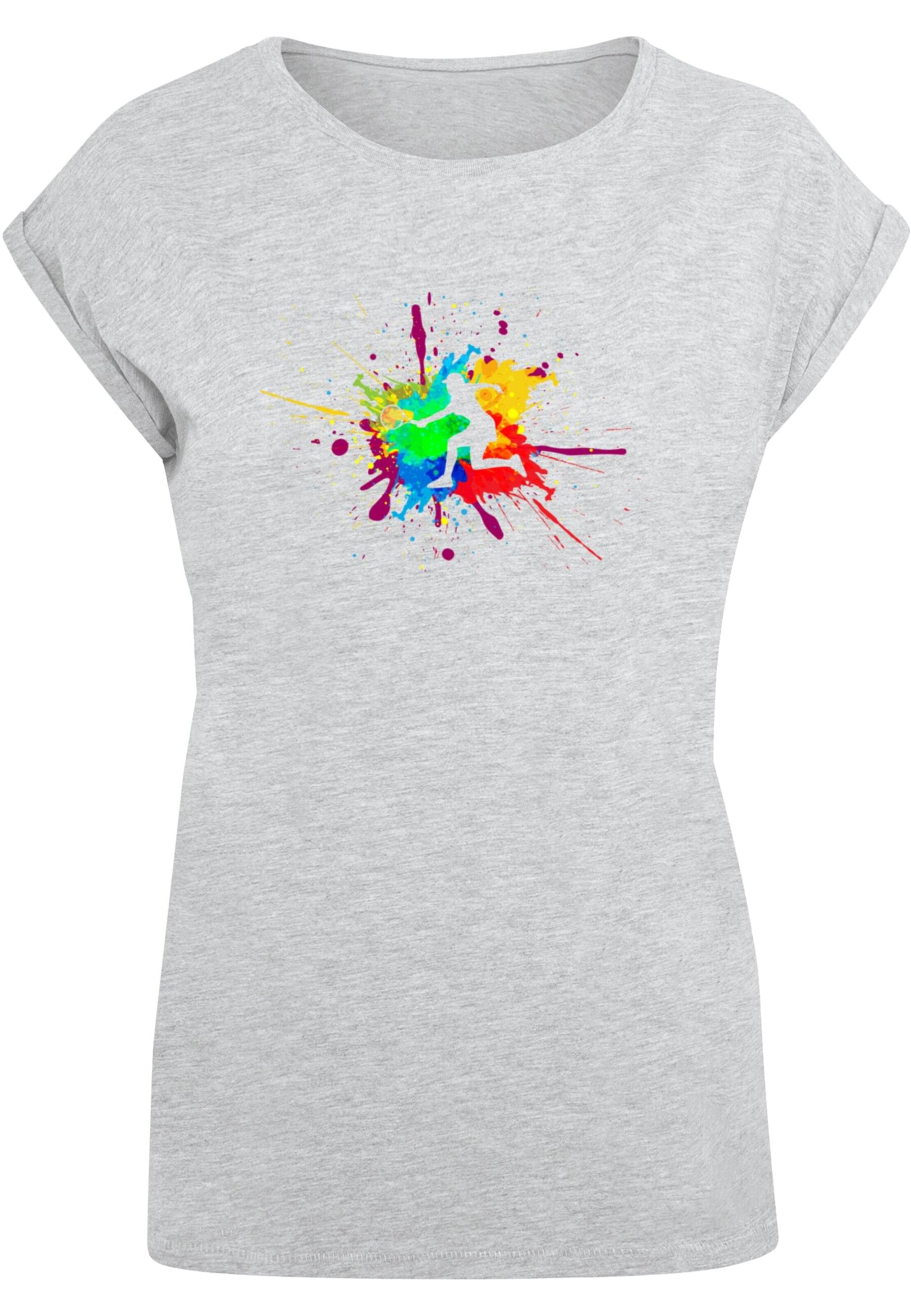 Merchcode T-Shirt 'Color Splash Player' in Grau: Vorderseite