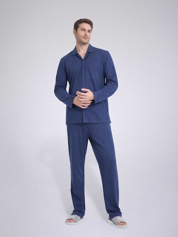 PANTONECLO Pyjama lang 'Pantoneclo Men’s Nightwear Set' in Blauw