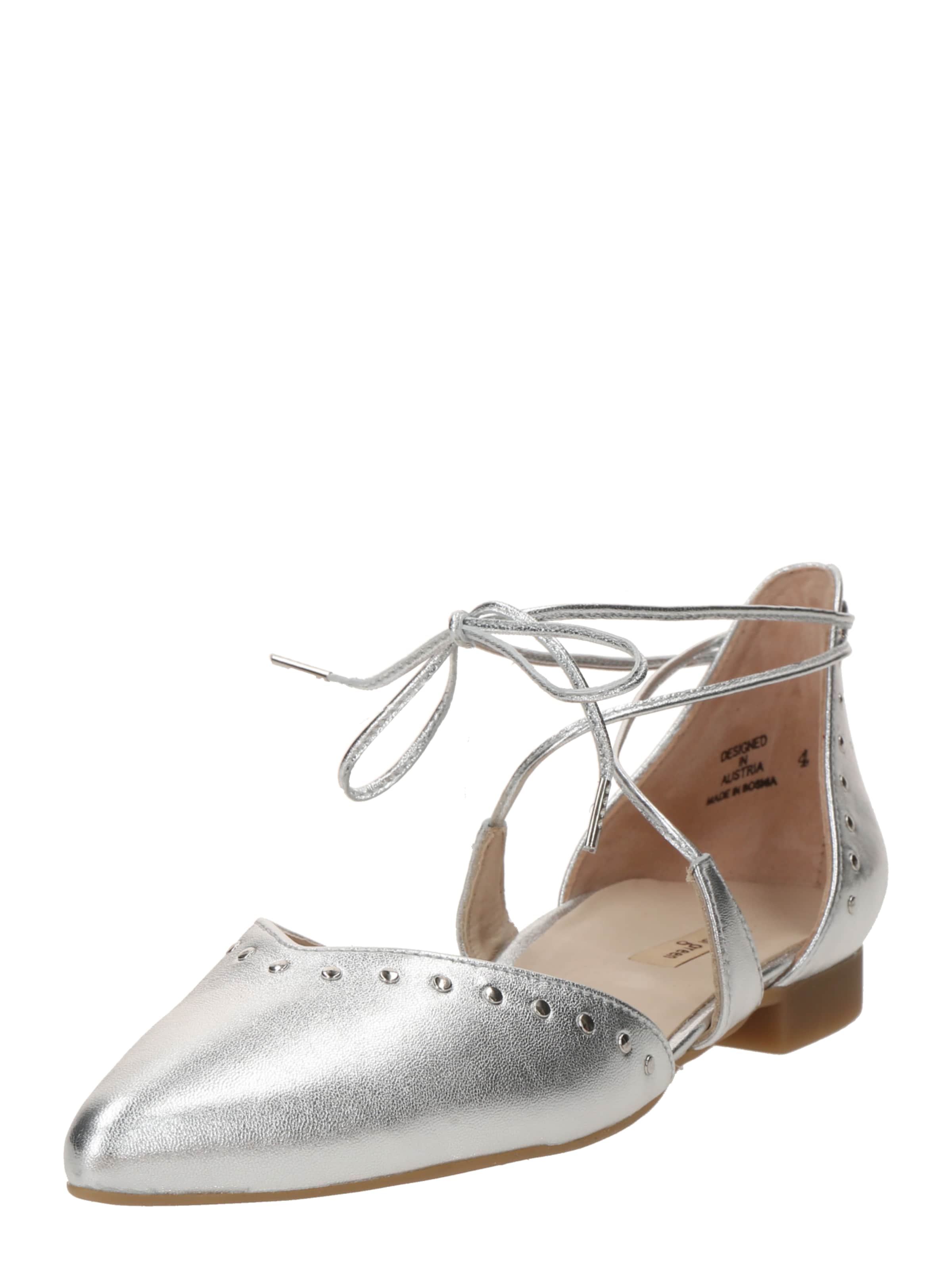Paul Green Ballet Flats with Strap in Silver: front