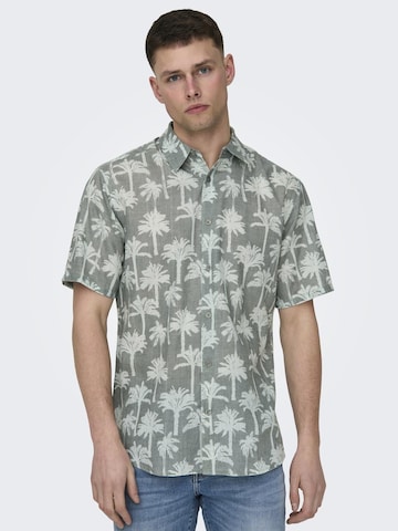 Only & Sons Regular fit Button Up Shirt 'BRONX' in Green: front