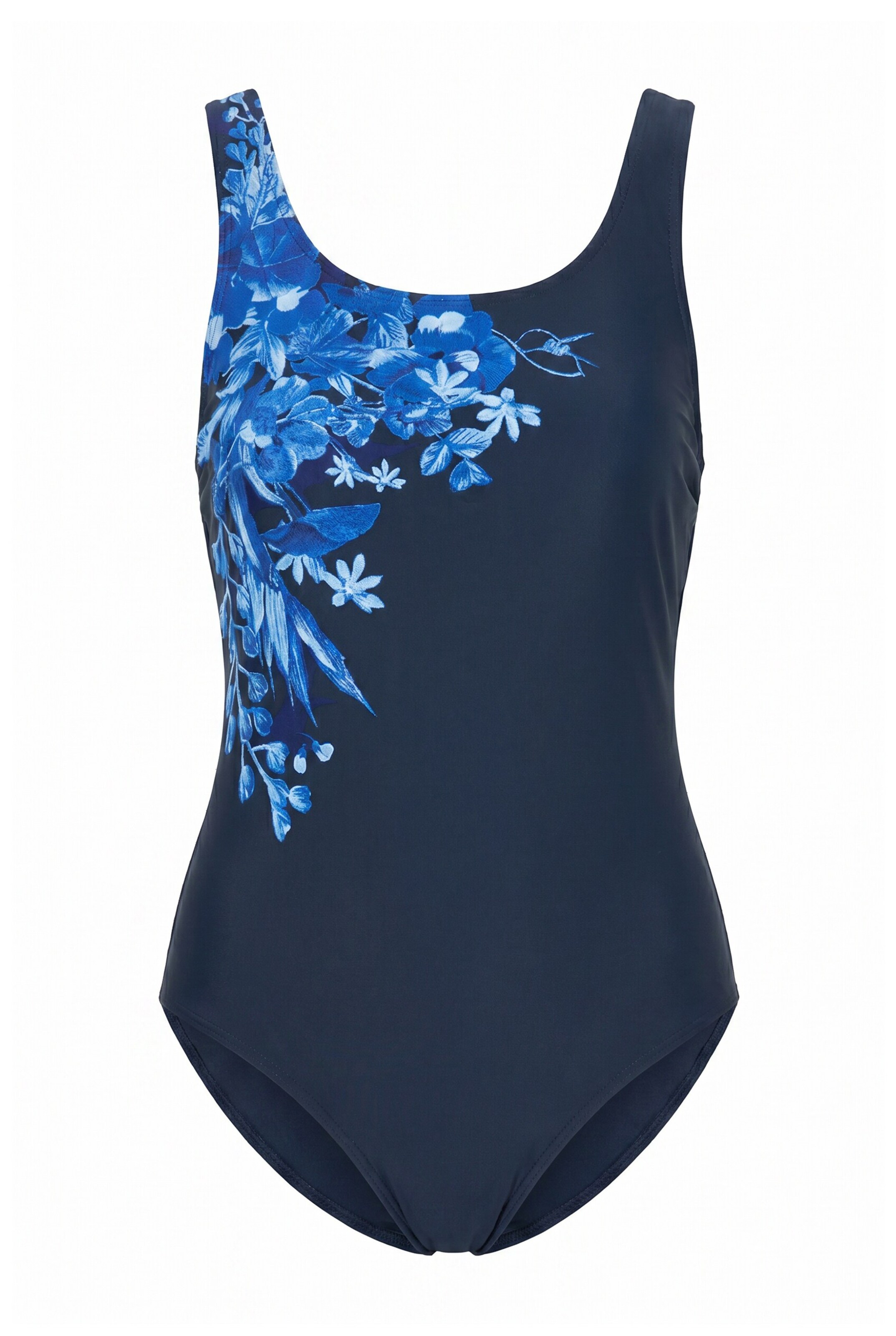 Ulla Popken Bralette Swimsuit in Blue: front