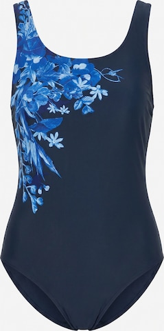 Ulla Popken Bralette Swimsuit in Blue: front