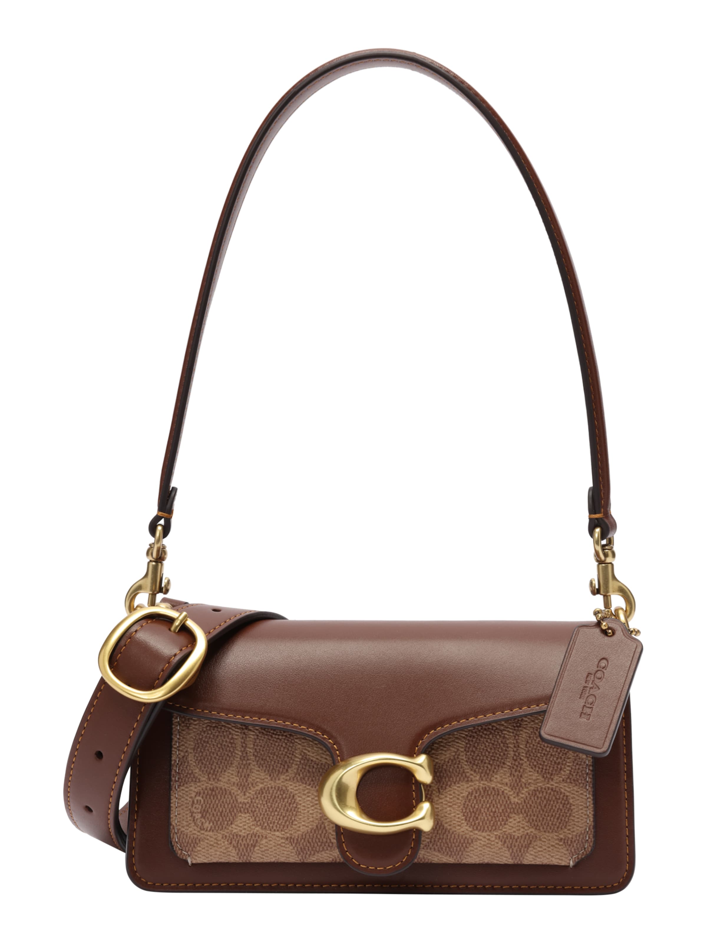 Geantă de umăr 'TABBY SHOULDER BAG 20 IN SIGNATURE CANVAS' de la COACH pe maro: față
