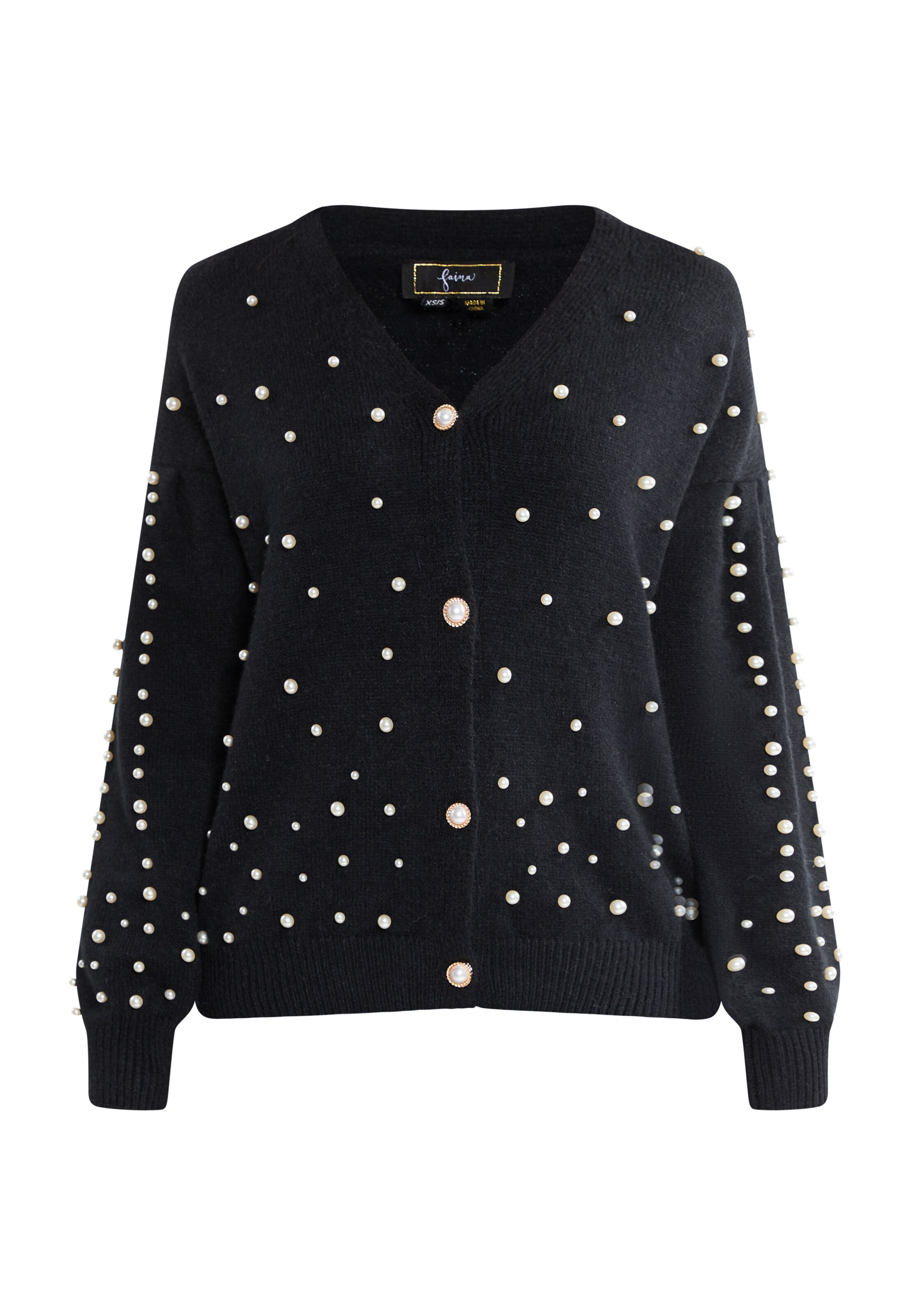 faina Πλεκτή ζακέτα σε μαύρο: μπροστά