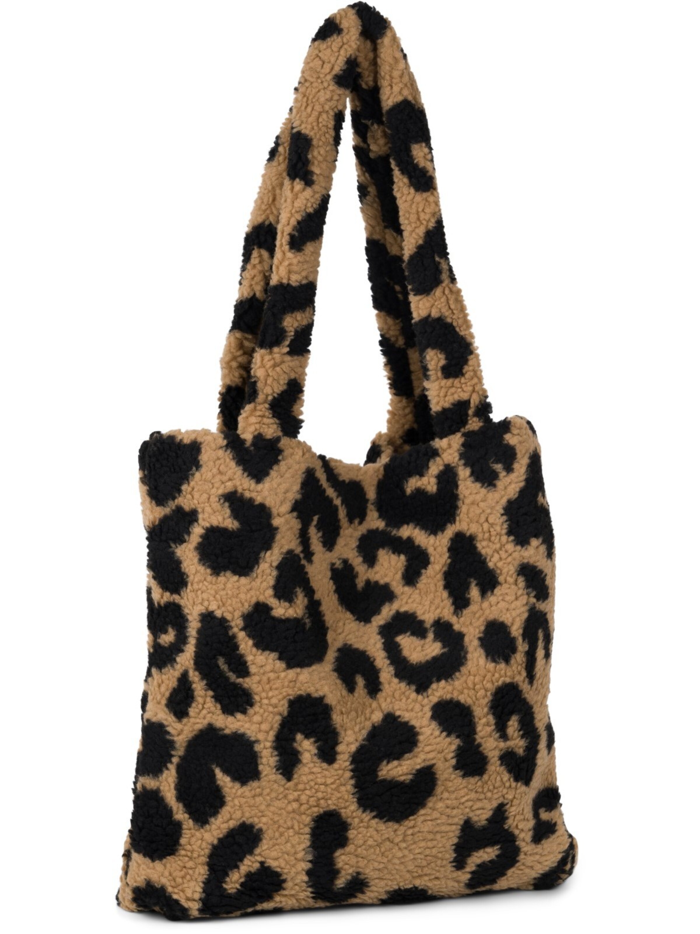 styleBREAKER Shoulder bag 'Leo Shopper Teddyfell Optik' in Brown: front