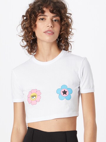 Tricou 'EYE DAISY' de la Chiara Ferragni pe alb: față