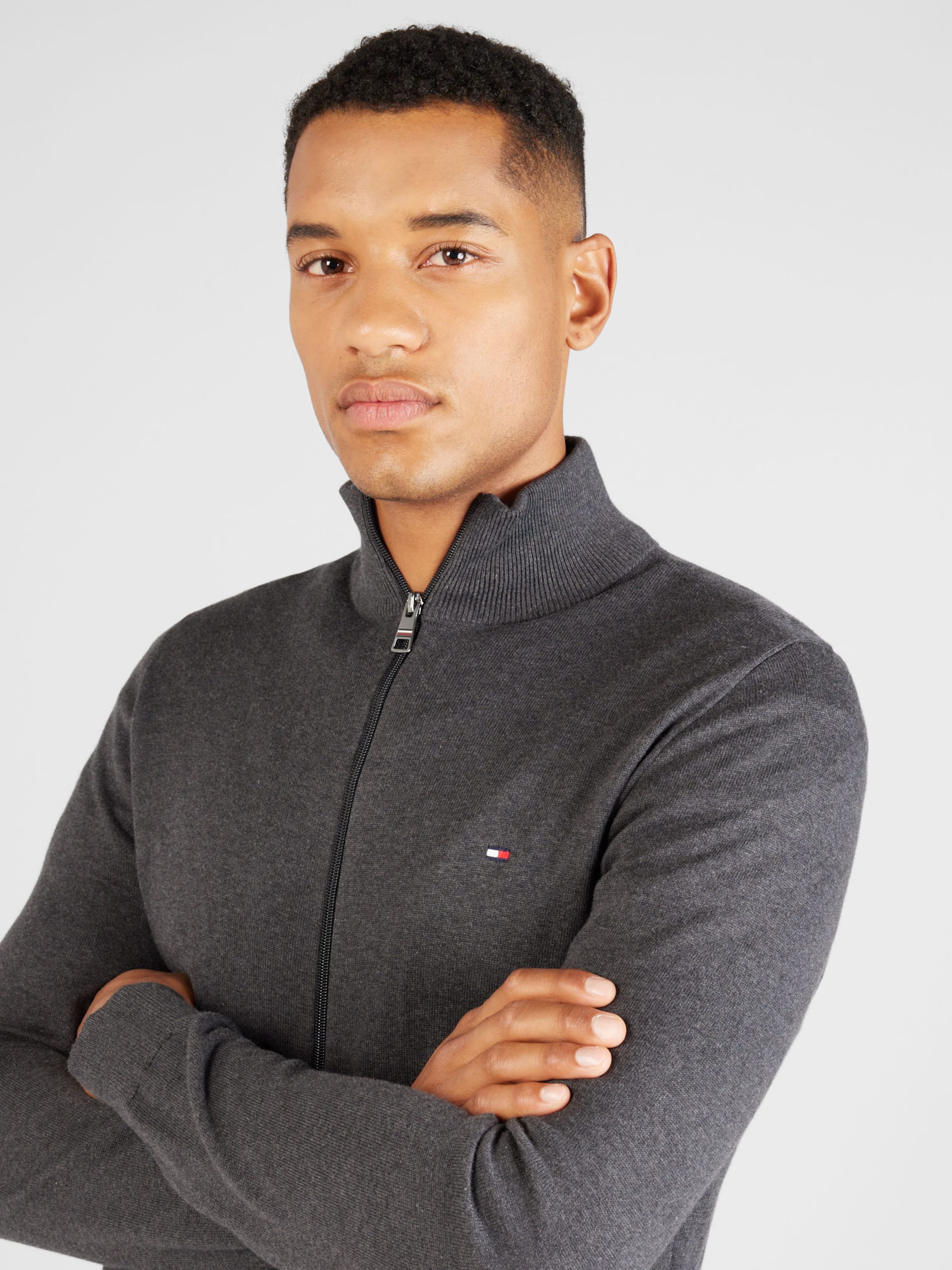 TOMMY HILFIGER Knit Cardigan in Grey ABOUT YOU