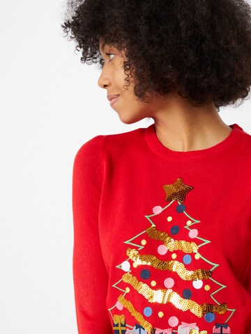 VERO MODA Pulover 'CHRISTMAS TREE' | rdeča barva