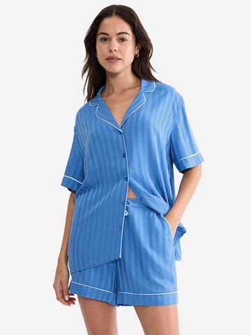 TRIUMPH Pajama shirt ' Red Label Amourette Jacquard ' in Blue: front