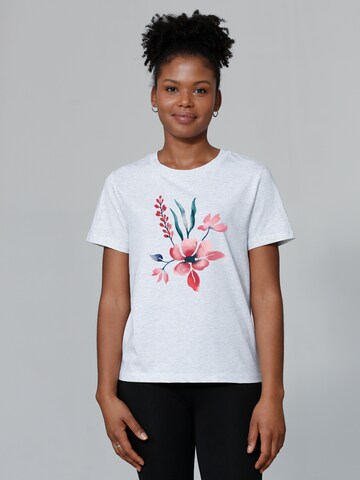 Watapparel Shirt ' Blume in Wasserfarbe' in Wit: voorkant